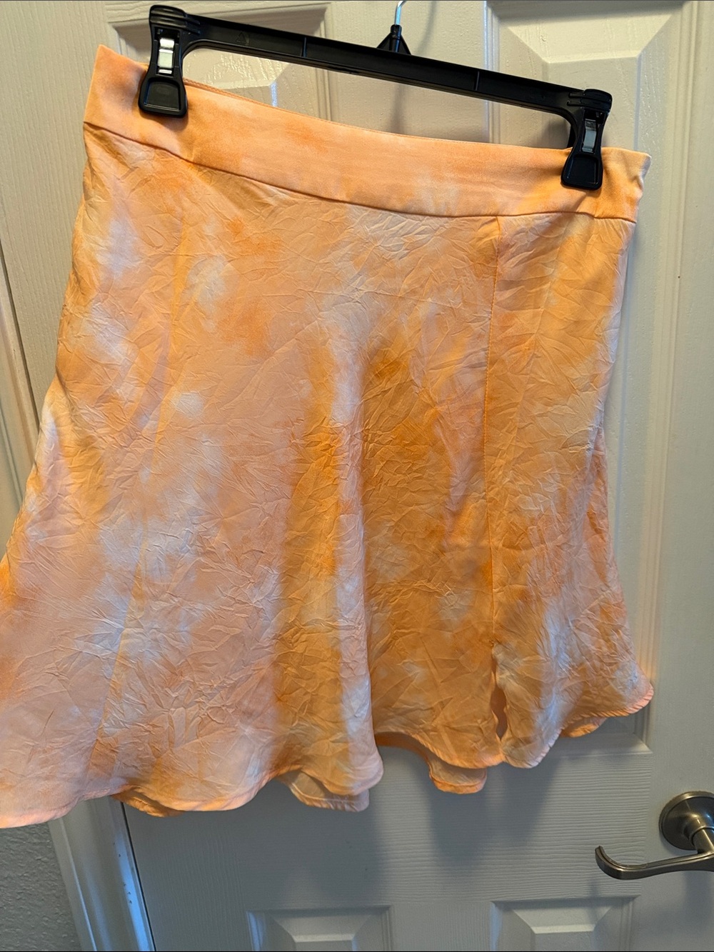 Free People Peach Tie-Dye Satin Mini Skirt